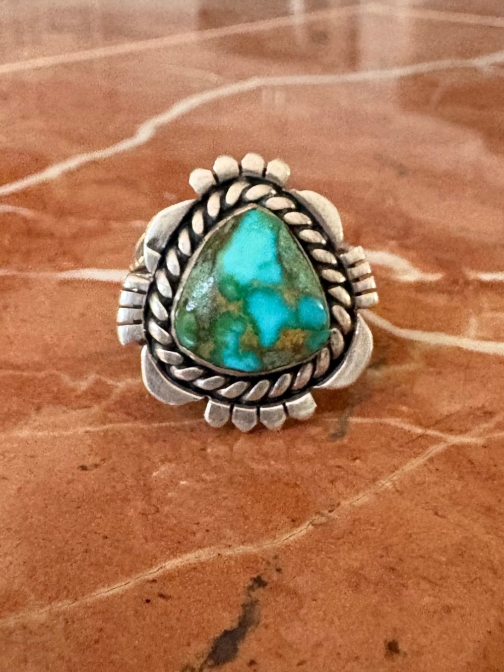 Large Sterling & Turquoise Ring By Navajo Artist Joe Paul Native American